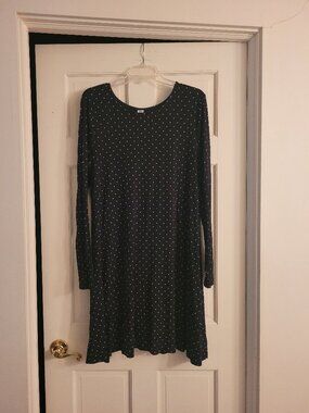 Old Navy Long Sleeve Navy Polka Dot Dress, size Large